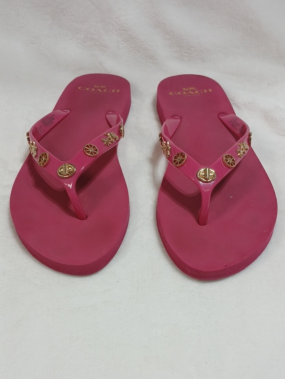 Coach Women's Pink Logo-Embellished Flip Flop Sandals Sz 9B